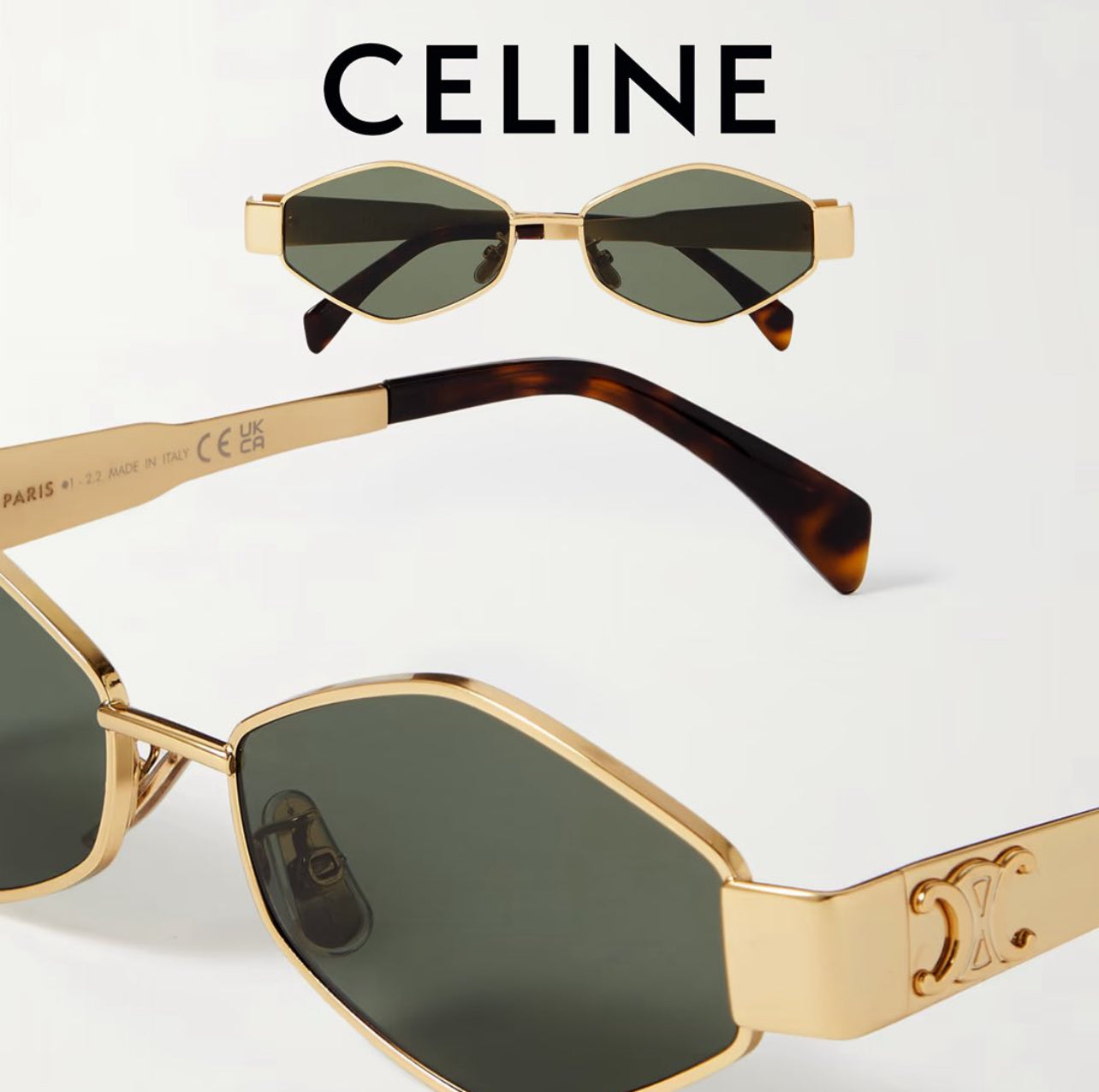 LENTES CELINE TRIOMPHE METAL 01 DE METAL DORADO / VERDE