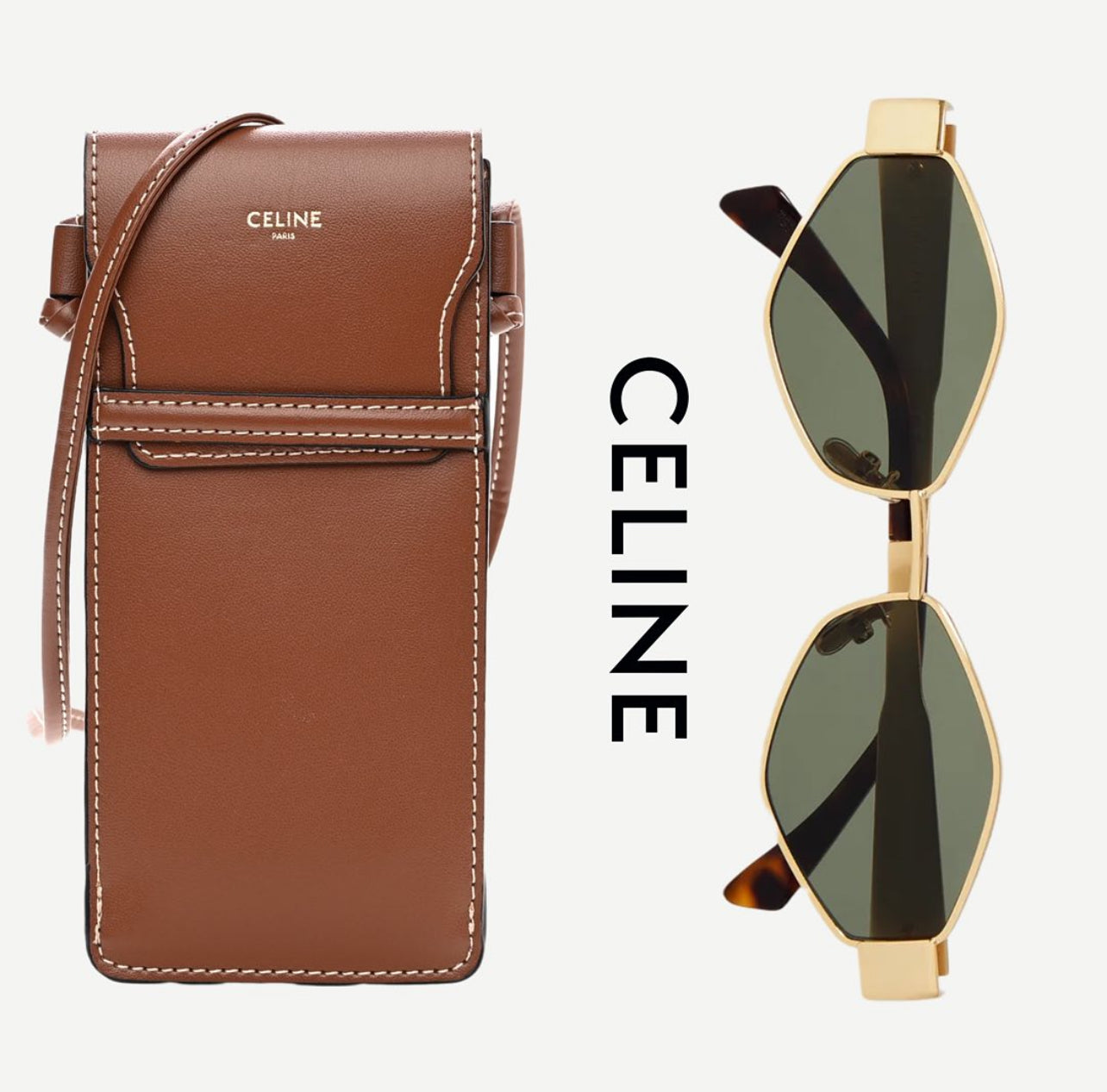 LENTES CELINE TRIOMPHE METAL 01 DE METAL DORADO / VERDE