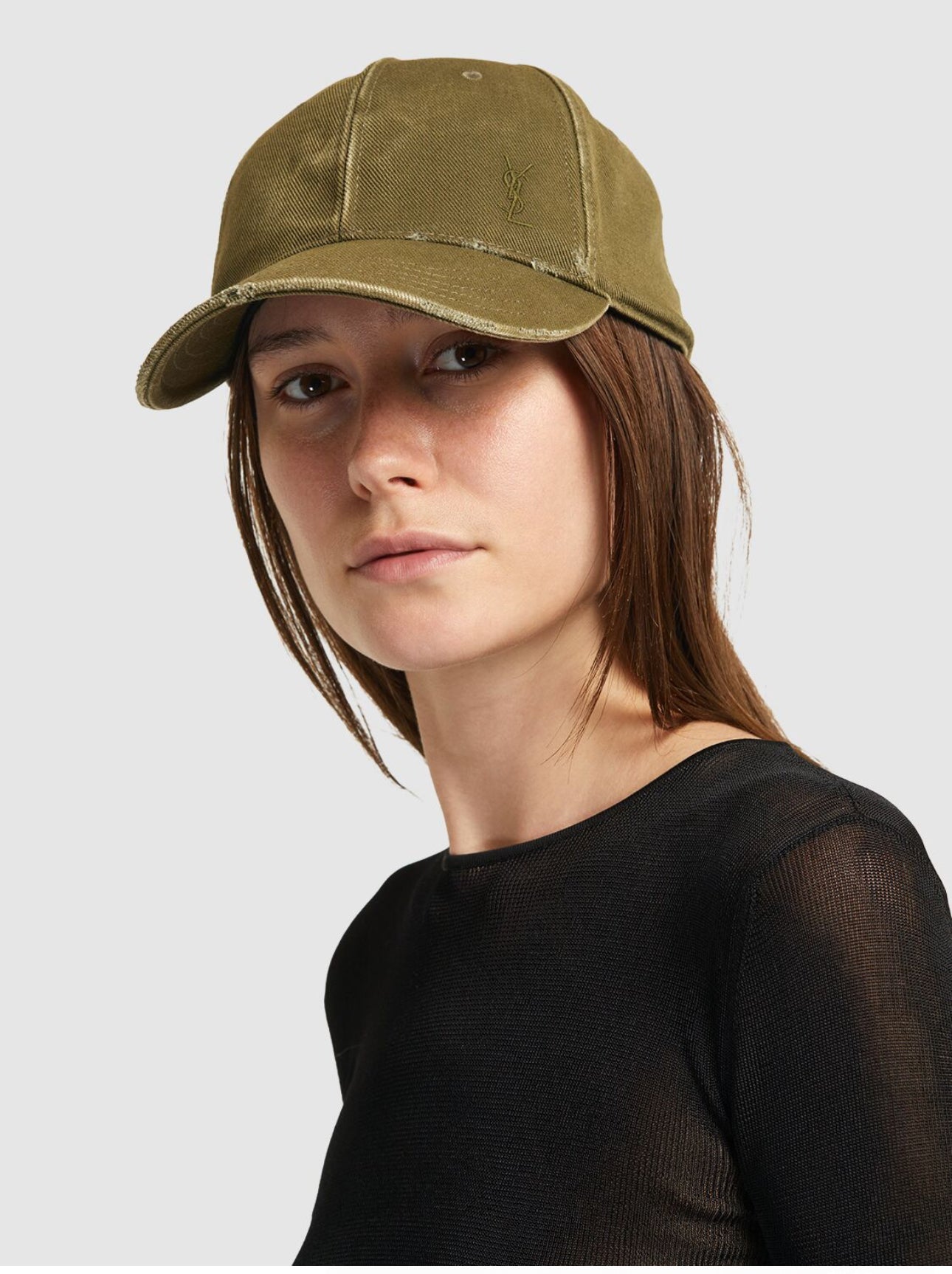 Saint Laurent gorra de denim efecto deslavado