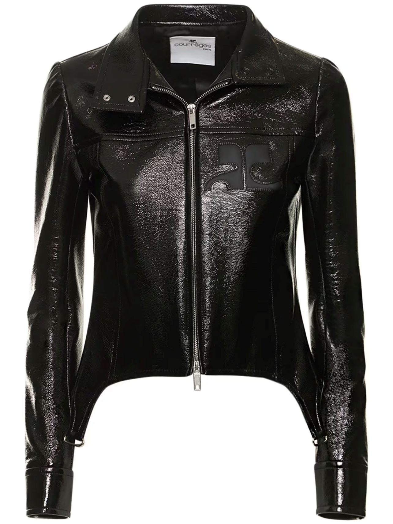 Courreges VINYL AC SUSPENDERS Jacket in Black. NUEVO